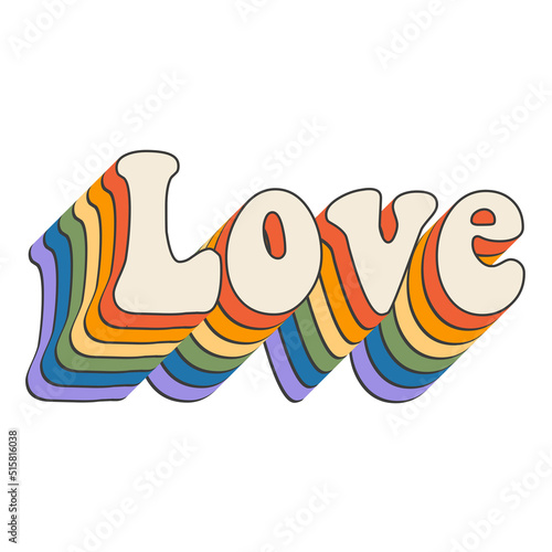 love retro lgbt pride with rainbow shadow