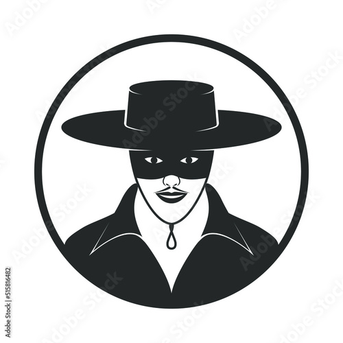 Mask Zorro graphic icon. Mask unknown sign isolated on white background. Vector illustration