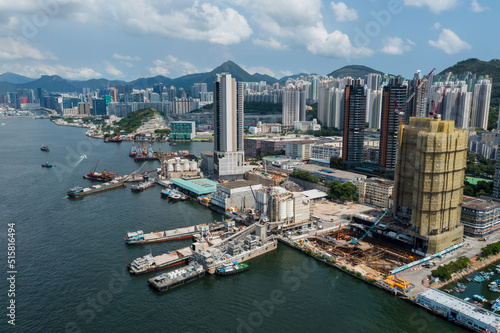 Top view of the seaside city © leungchopan