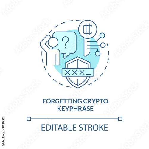 Wallpaper Mural Forgetting crypto keyphrase turquoise concept icon. Common blockchain mistake abstract idea thin line illustration. Isolated outline drawing. Editable stroke. Arial, Myriad Pro-Bold fonts used Torontodigital.ca