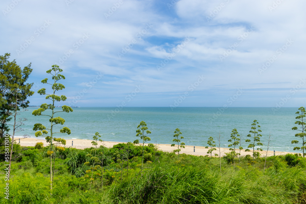 Beautiful sand beach with blue sky Beautiful sand beach with blue sky