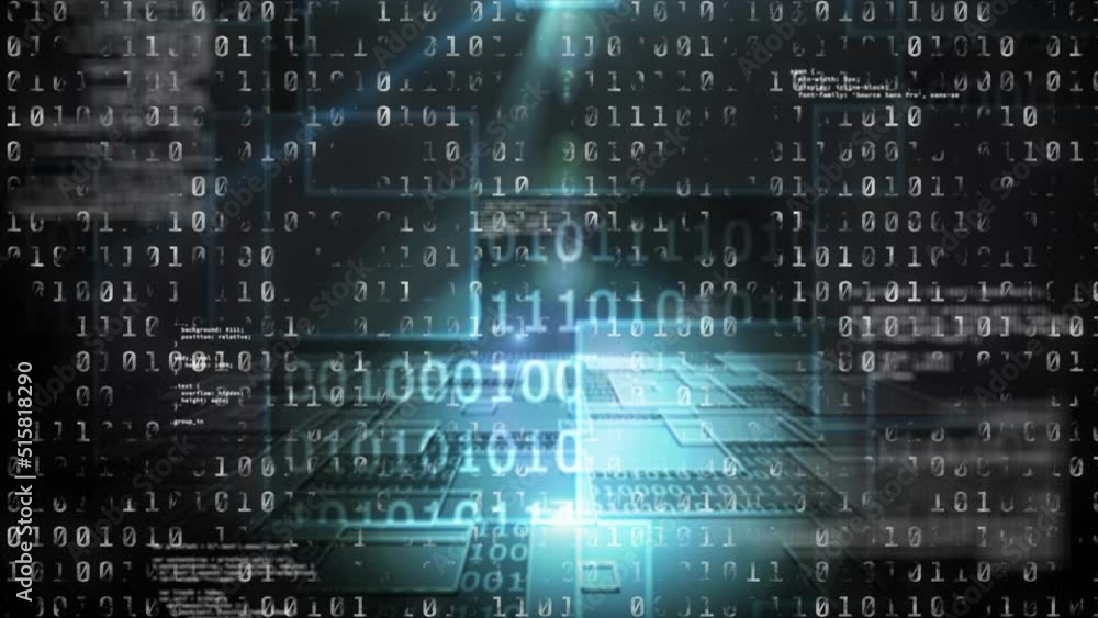 Animation of data processing on black background Animation of data processing on black background