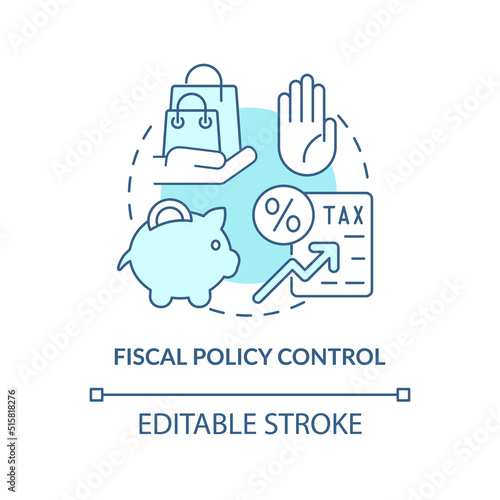 Fiscal policy control turquoise concept icon. Higher tax rate. Controlling inflation abstract idea thin line illustration. Isolated outline drawing. Editable stroke. Arial, Myriad Pro-Bold fonts used
