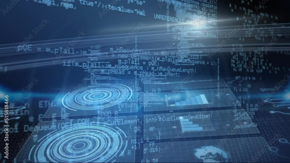 Animation of data processing on black background Animation of data processing on black background