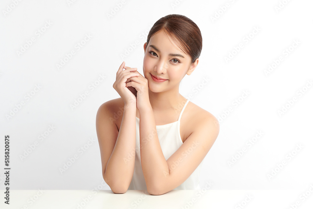 Beautiful young asian woman with clean fresh skin on white background, Face care, Facial treatment, Cosmetology, beauty and spa, Asian women portrait. Beautiful young asian woman with clean fresh skin on white background, Face care, Facial treatment, Cosmetology, beauty and spa, Asian women portrait.