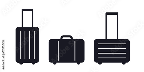 Travel baggage and suitcase symbols vector icons