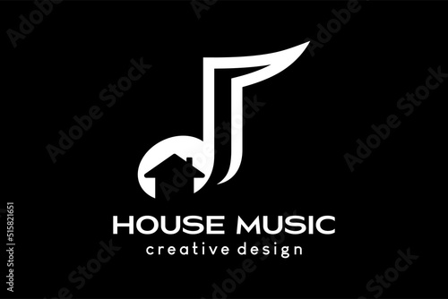 Music house logo design, tone icon combined with house icon in a creative concept