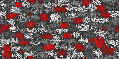 Seamless Abstract Hip Hop Street Art Graffiti Style Urban Calligraphy Vector Illustration Background