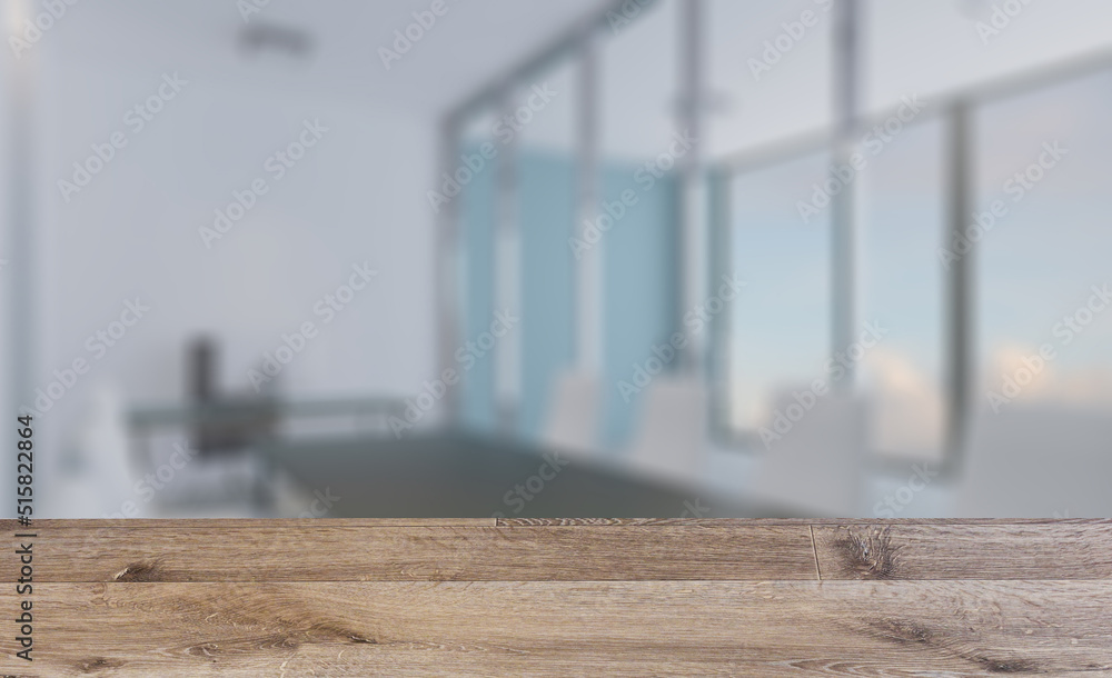Furniture set with table, chairs and devices. 3D rendering.. Background with empty wooden table. Flooring. Furniture set with table, chairs and devices. 3D rendering.. Background with empty wooden table. Flooring.