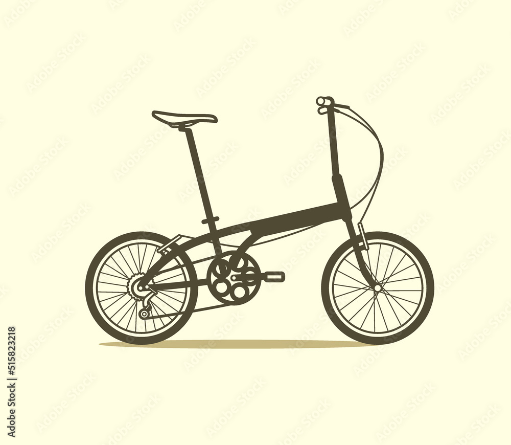 Vector illustration of a folding bicycle made in flat style. Vector bike icon. Beautiful retro transport poster. Vector illustration of a folding bicycle made in flat style. Vector bike icon. Beautiful retro transport poster.
