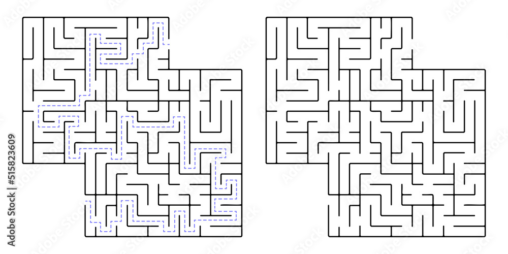 Maze, a simple logic game with labyrinths. Vector maze game. Maze, a simple logic game with labyrinths. Vector maze game.