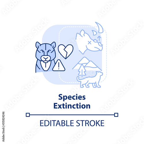 Species extinction light blue concept icon. Consequence of overpopulation abstract idea thin line illustration. Isolated outline drawing. Editable stroke. Arial, Myriad Pro-Bold fonts used