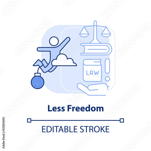 Less freedom light blue concept icon. Complicated law system. Global overpopulation abstract idea thin line illustration. Isolated outline drawing. Editable stroke. Arial, Myriad Pro-Bold fonts used