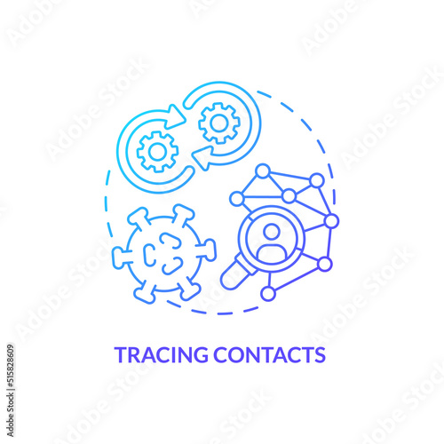 Tracing contacts blue gradient concept icon. Infection and viruses spreading. Disease monitoring abstract idea thin line illustration. Isolated outline drawing. Myriad Pro-Bold fonts used
