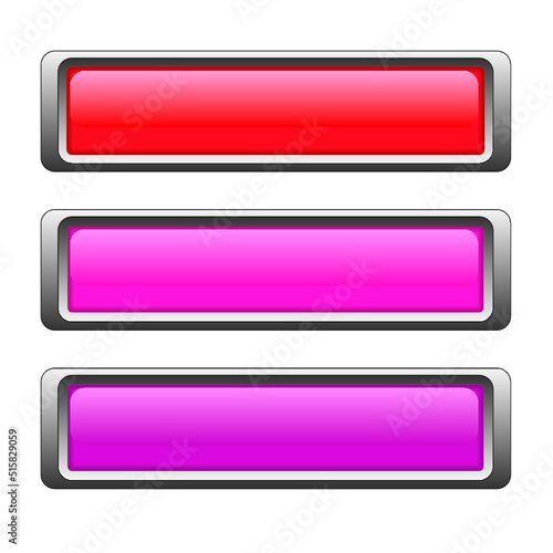 Red oval web buttons isolated on a white background