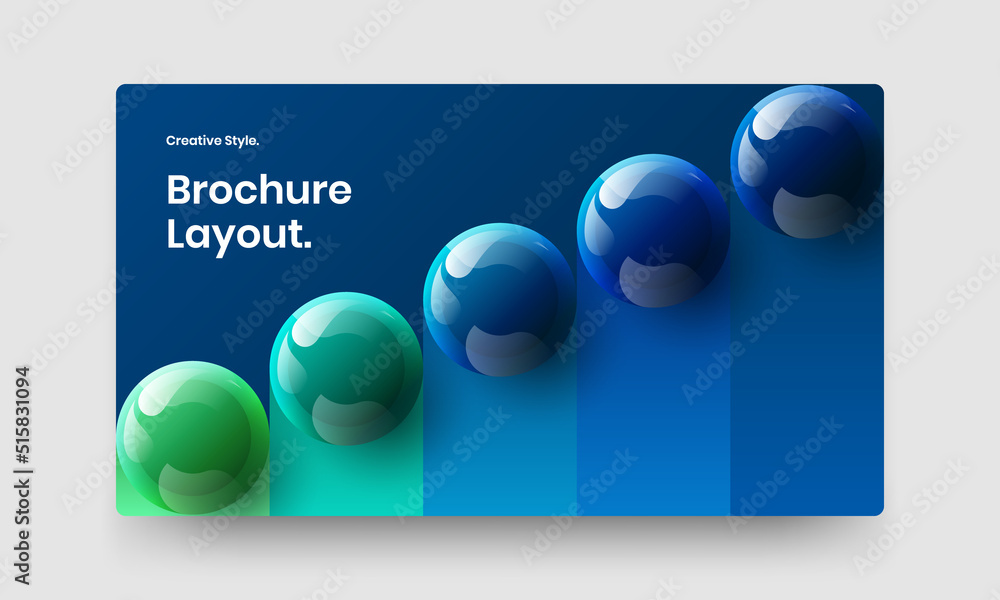 Abstract realistic spheres company brochure template. Geometric book cover vector design illustration.