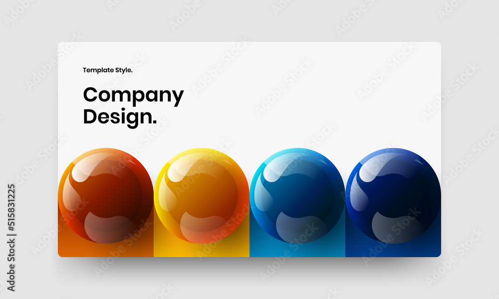 Abstract site screen vector design template. Simple realistic balls pamphlet illustration.