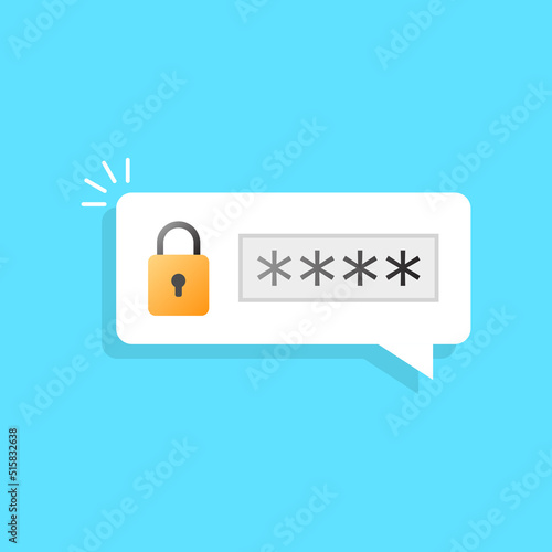 Password protected icon in flat style. Authentication vector illustration on isolated background. Login verification sign business concept.