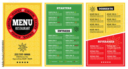 Mexican restaurant menu design template
