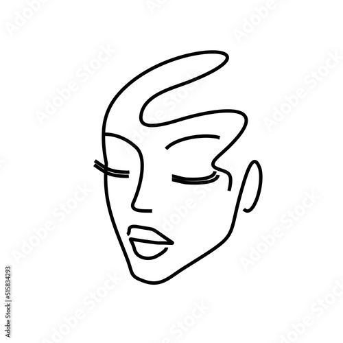 woman face silhouette. beauty salon icon - vector illustration isolate. face thin line logo. cosmetology and facial skin care, youth. tattoo lips, eyebrows. eyelash extension.