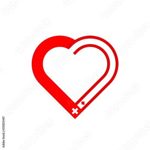 unity concept. heart ribbon icon of swiss and canadian flags. vector illustration isolated on white background