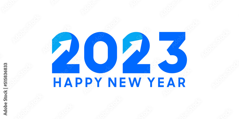 Happy New Year 2023 text design. 2023 with arrows as hope for more progress, more success 2023 Happy New Year 2023 text design. 2023 with arrows as hope for more progress, more success 2023