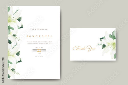 Watercolor Lily Floral Wedding Invitation card