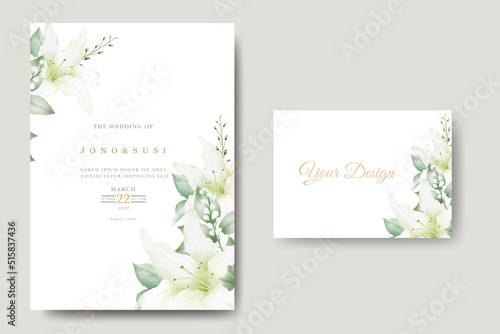 Watercolor Lily Floral Wedding Invitation card