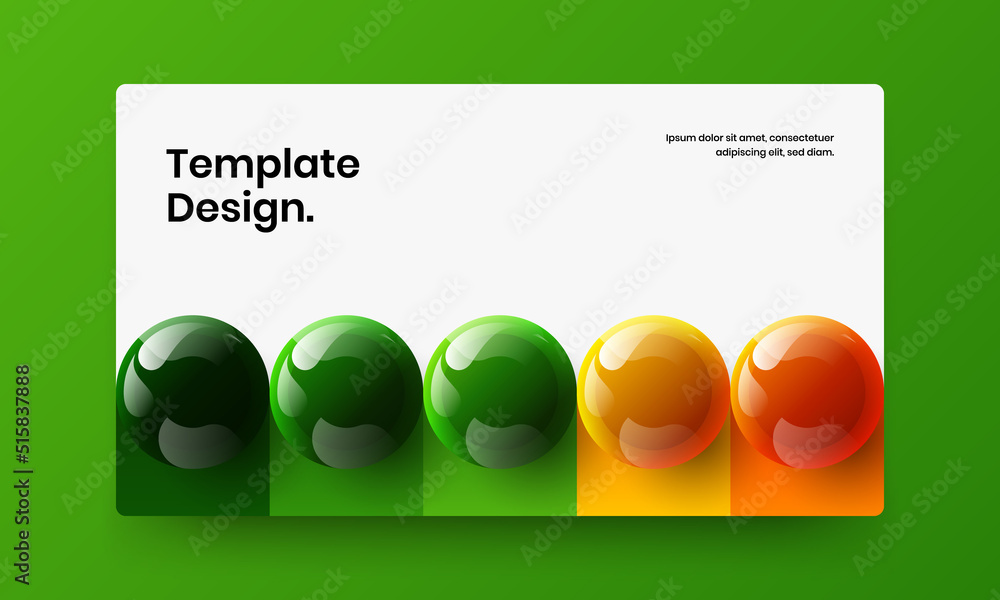 Bright company identity vector design illustration. Minimalistic realistic balls catalog cover template.