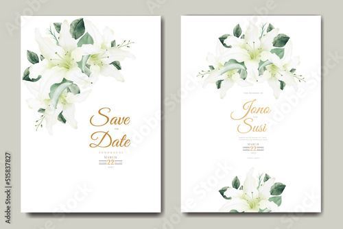 Watercolor Lily Floral Wedding Invitation card