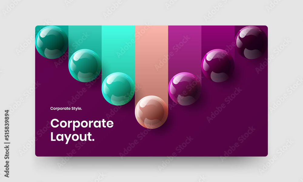 Abstract banner vector design template. Isolated realistic spheres horizontal cover layout.
