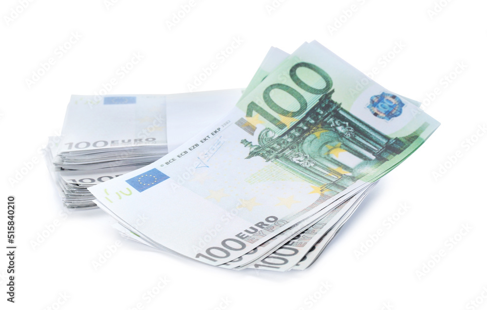 Euro banknotes isolated on white. Money and finance Euro banknotes isolated on white. Money and finance