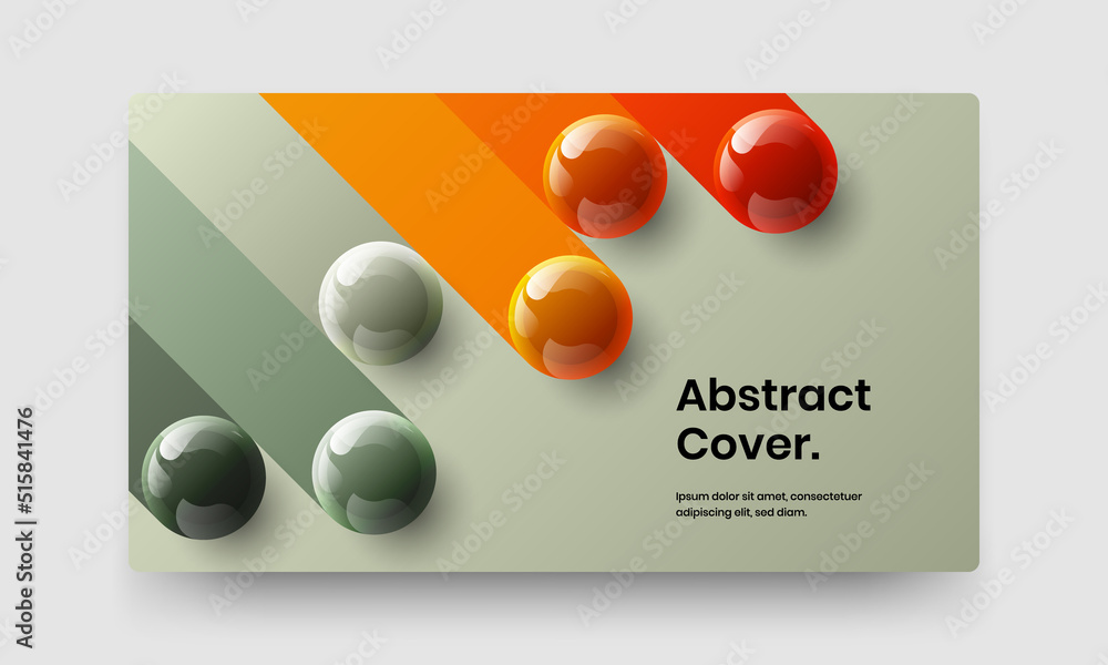 Colorful booklet vector design illustration. Premium realistic spheres company cover concept.