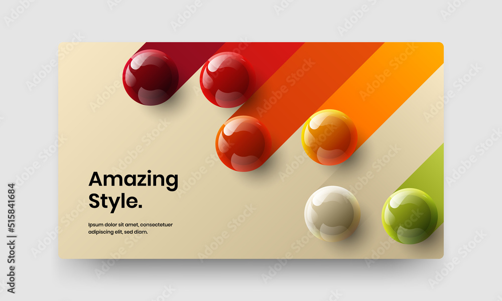 Isolated poster design vector layout. Clean realistic spheres corporate cover illustration.