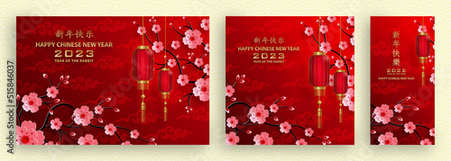 Happy Chinese New Year 2023 Rabbit Zodiac sign for the year of the Rabbit