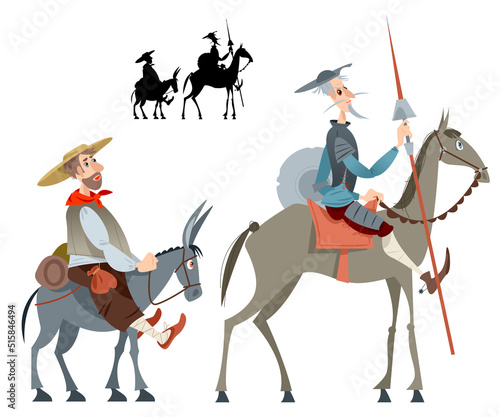 Photos Knight-errant Don Quixote with his servant Sancho Panza