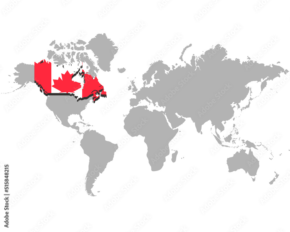 世界地図　ピックアップ国家　カナダ