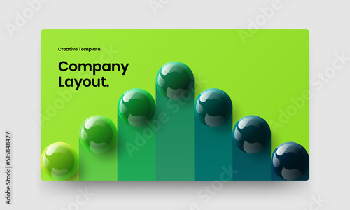 Colorful 3D spheres web banner layout. Clean corporate identity design vector concept.