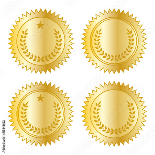 Golden wax seals. Vector icons set. 