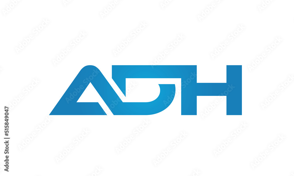 Connected ADH Letters logo Design Linked Chain logo Concept Connected ADH Letters logo Design Linked Chain logo Concept
