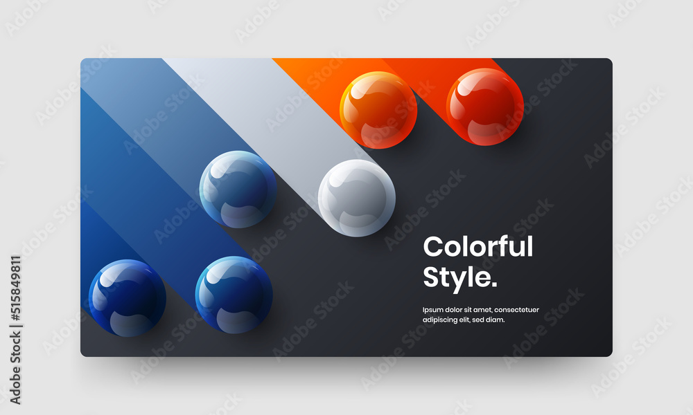 Vivid 3D balls landing page concept. Abstract corporate cover design vector template.