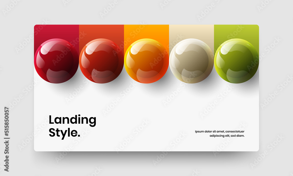 Fresh brochure vector design template. Premium 3D spheres placard layout.