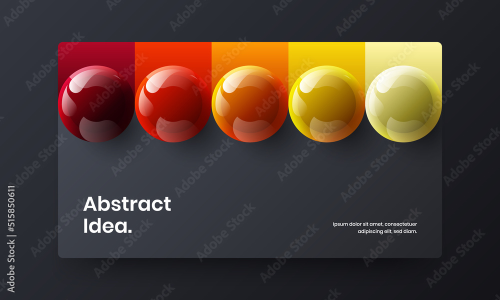 Premium 3D spheres horizontal cover illustration. Fresh website vector design concept.