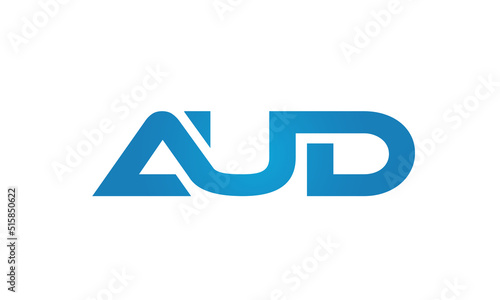 Connected AUD Letters logo Design Linked Chain logo Concept 