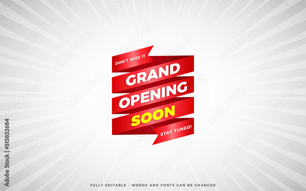 Obraz premium Grand opening sale poster, sale banner design template with 3d editable text effect