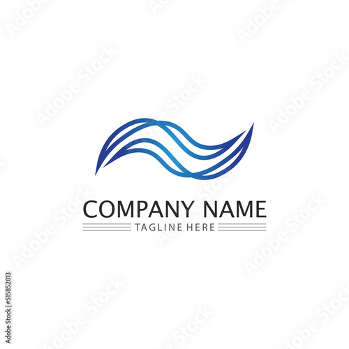 wave icon and water drop vector illustration design logo business