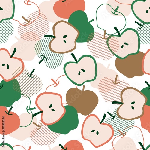 Fresh Apple Orchard Vector Graphic Art Seamless Pattern