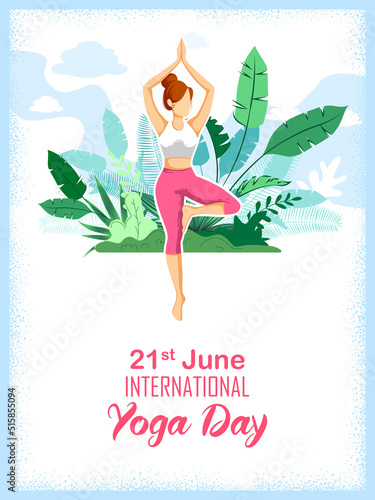 woman doing asana and meditation practice for International Yoga Day on 21st June