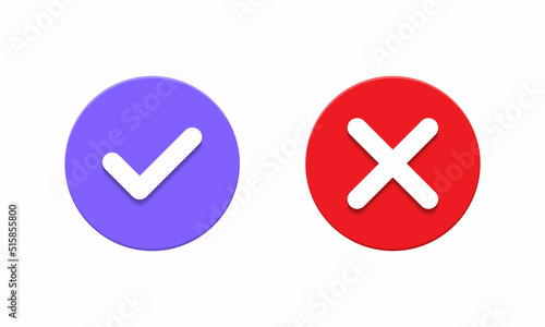 Check mark and cross sign symbol icon vector in flat style