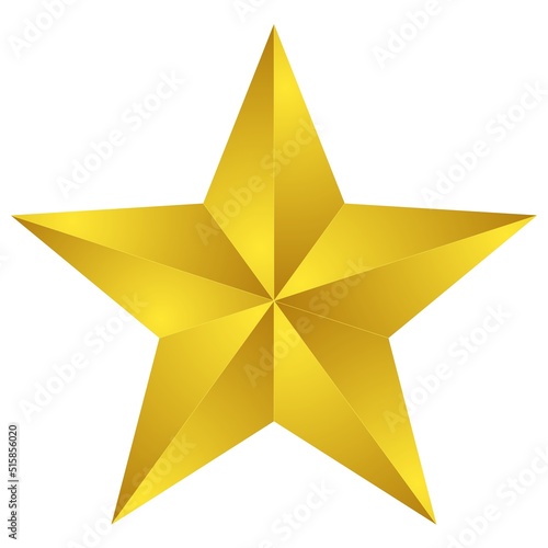 3d gold star on a white background